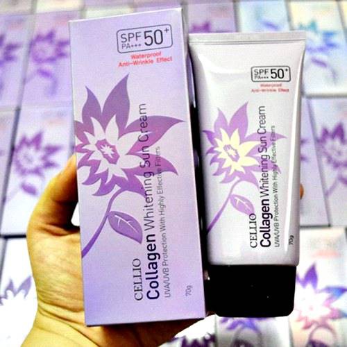 Kem Chống Nắng Cellio Chính Hãng - Kem Chống Nắng Cellio Collagen Whitening Sun Cream 70g Chính Hãng Hàn Quốc