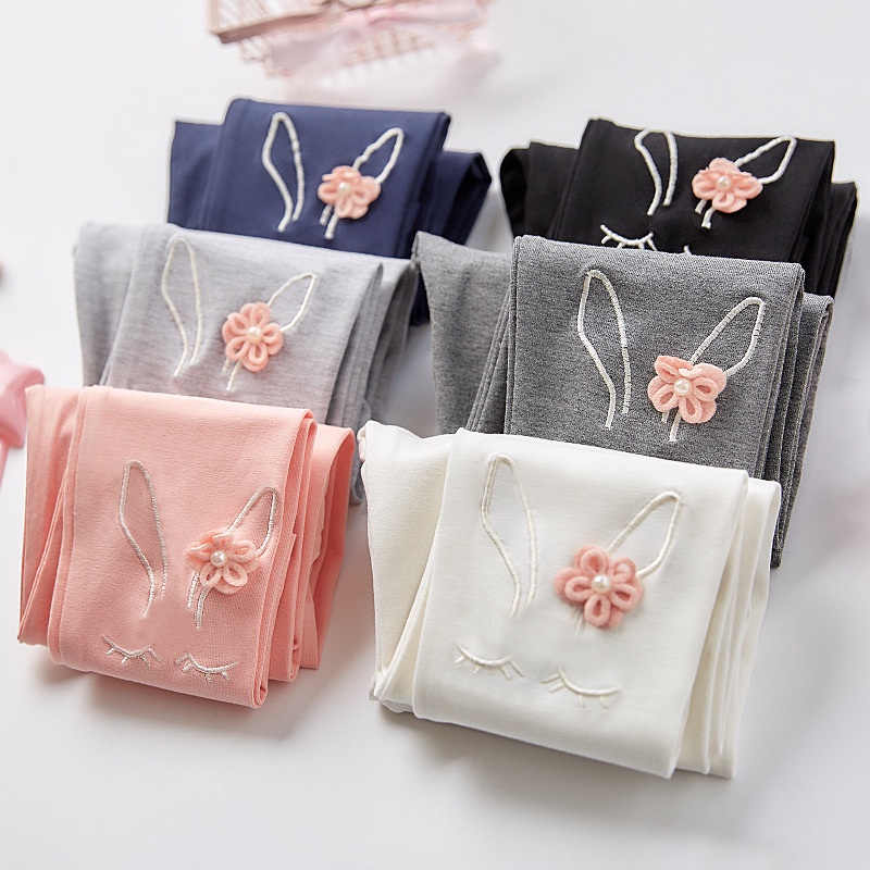 Quần Dài cotton Mỏng in Họa Tiết Thỏ Hoạt Hình Dễ Thương Cho Bé Gái