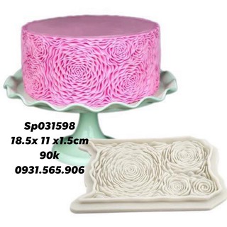 Khuôn Hoa Nổi 4D Viền Hồng 4 Bông - KHUÔN SILICON HOA NỔI 4D