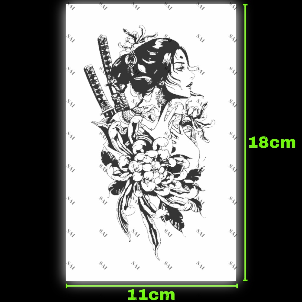 [TIKTOK TATTOO] Hình xăm cô gái samurai Nhật Bản, 100% chống nước như thật, Hình xăm ma thuật, Xăm giống Inkaholic