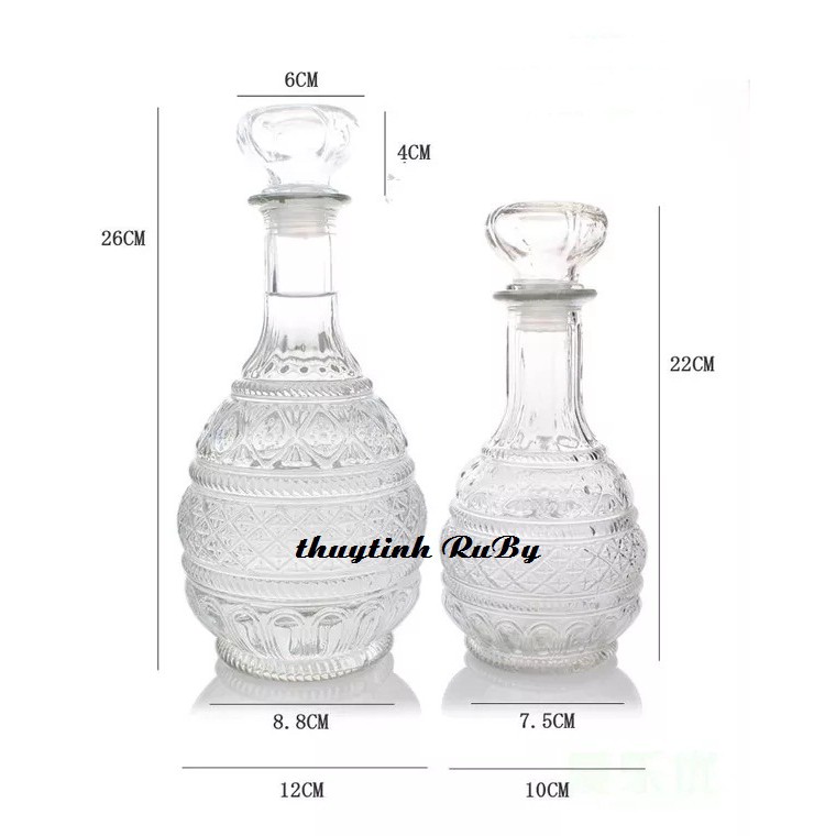Bình ngâm rượu thủy tinh nữ hoàng 500ml - 1000ml, Vỏ chai rượu đẹp