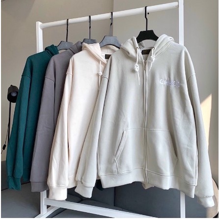Áo Khoác Hoodie zip nỉ bông CHAOS màu XAMH/KEM/XÁM  Nam nữ unisex/FREESHIP  Áo Hoodie dây kéo form rộng Jaystoree2