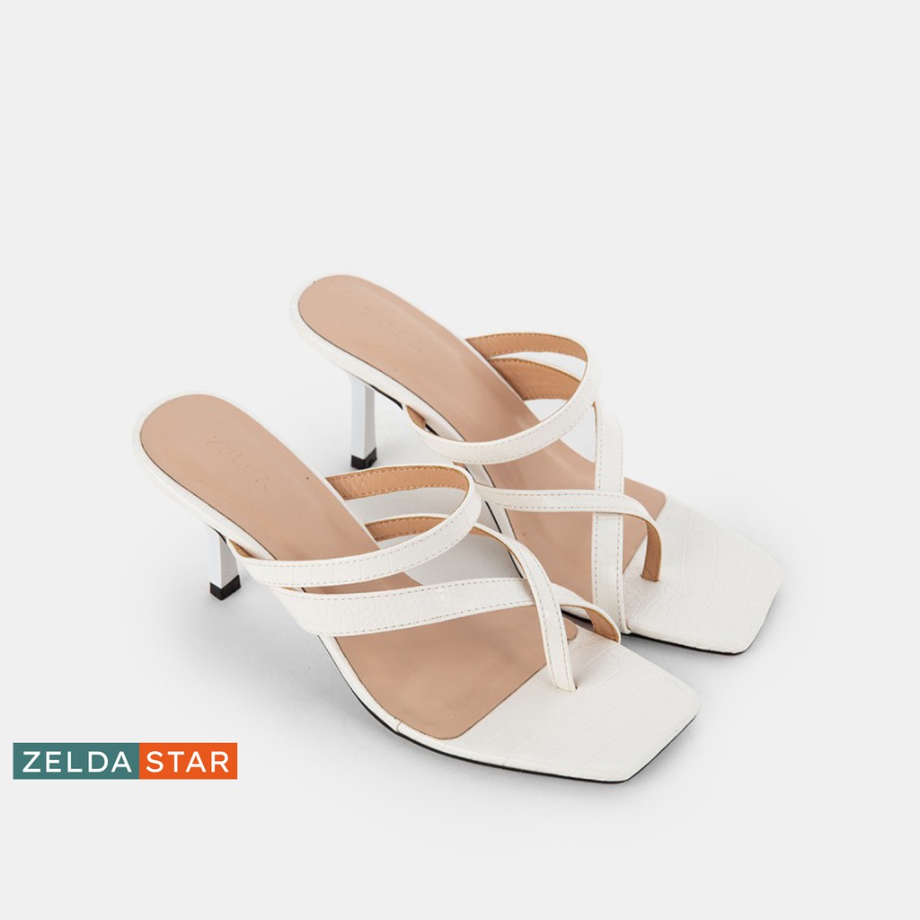 Guốc Zelda Star mũi vuông gót cao 7cm quai mảnh phối chéo - GN010820