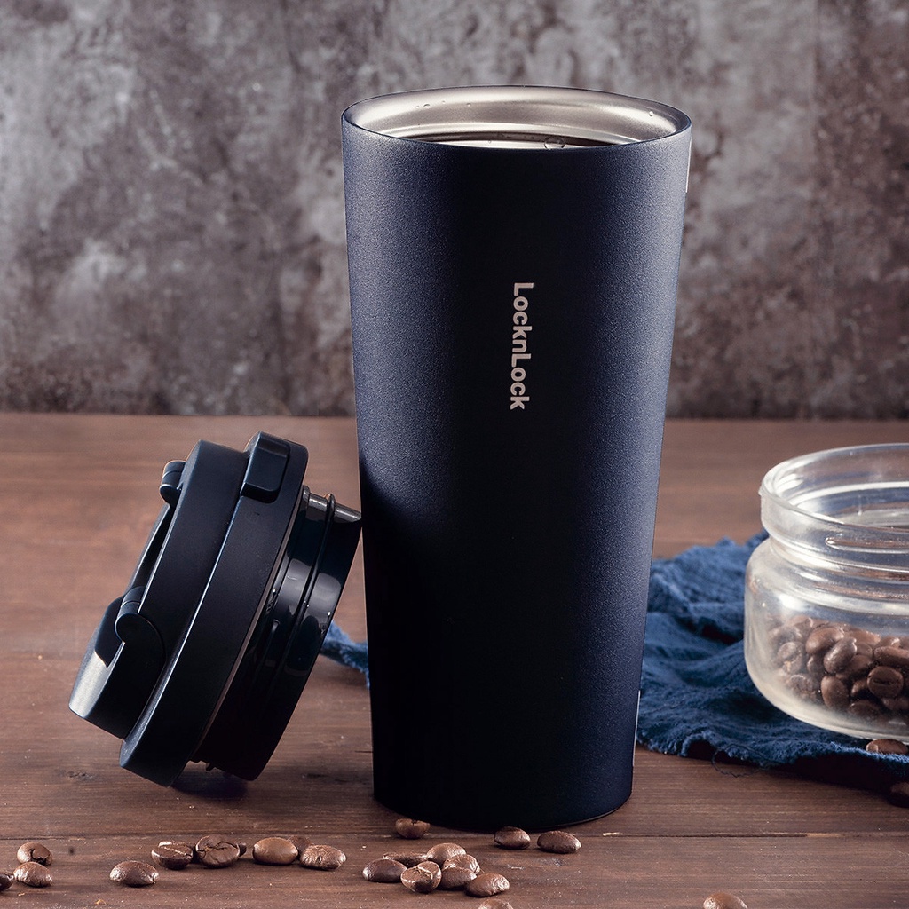 Ly giữ nhiệt LocknLock 550ml Energetic One-Touch Tumbler LHC3249 mở nắp một chạm, Hàng Chính Hãng - Xanh Navy - K-MALL