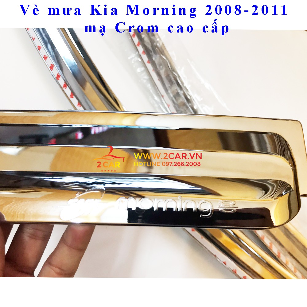 Vè che mưa Kia Morning 2008-2011 mạ trắng cao cấp Auto clover