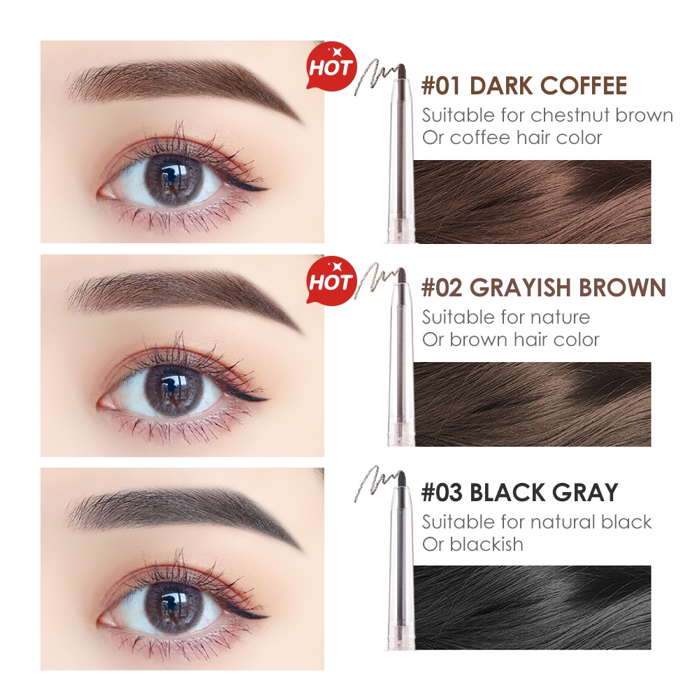 Bút Chì Kẻ Lông Mày O.TWO.O 2 Trong 1 Siêu Mịn 1.5mm Chống Nước Lâu Trôi