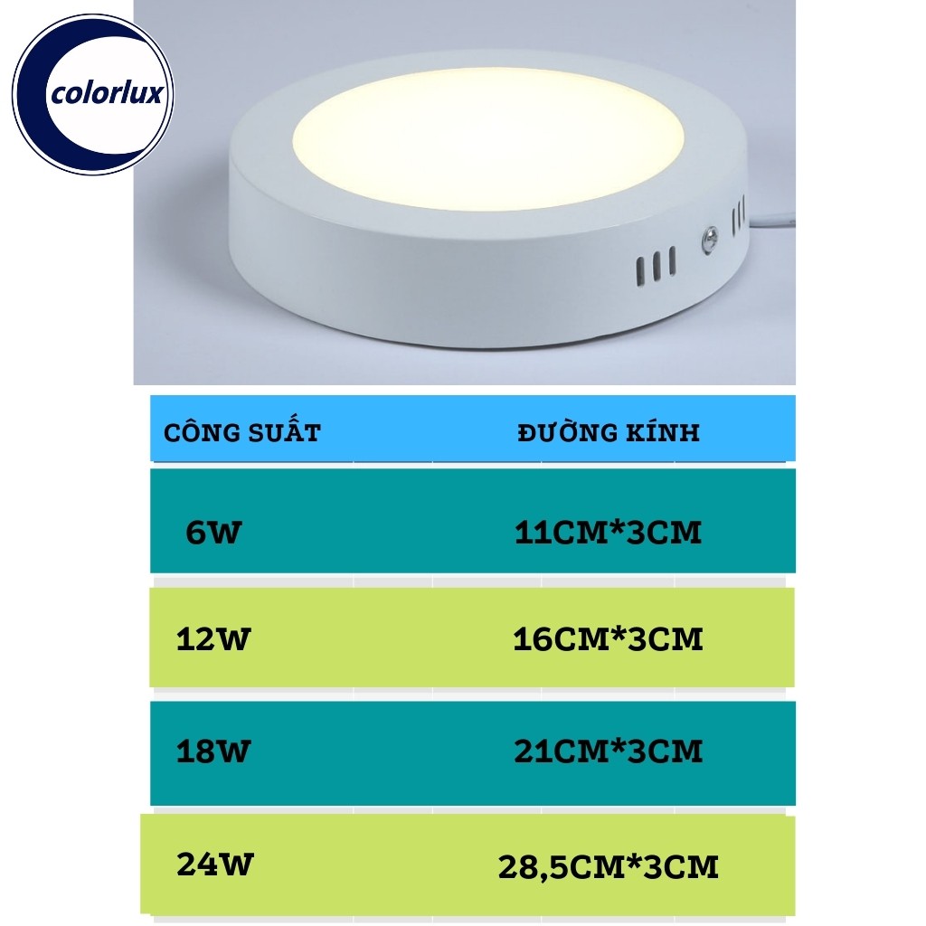 Đèn Ốp Trần COLORLUX Siêu Sáng 24W 18W 12W 6W Vuông - Tròn Ánh Sáng Trắng #denoptran | BigBuy360 - bigbuy360.vn