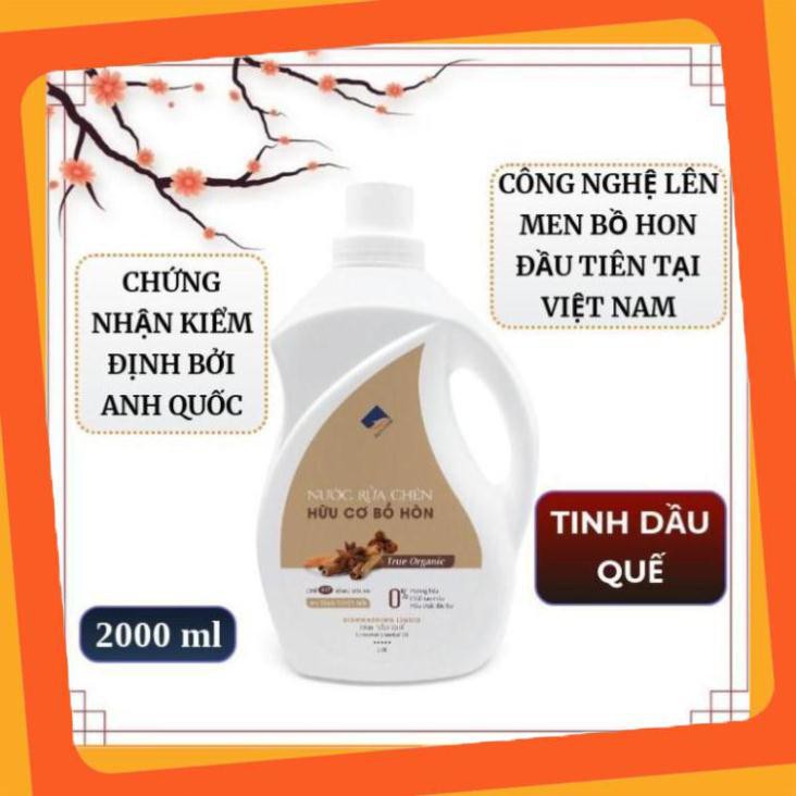 Nước rửa chén hữu cơ Bồ hòn hương Quế 2000ml, Nước rửa bát hữu cơ Ecocare .