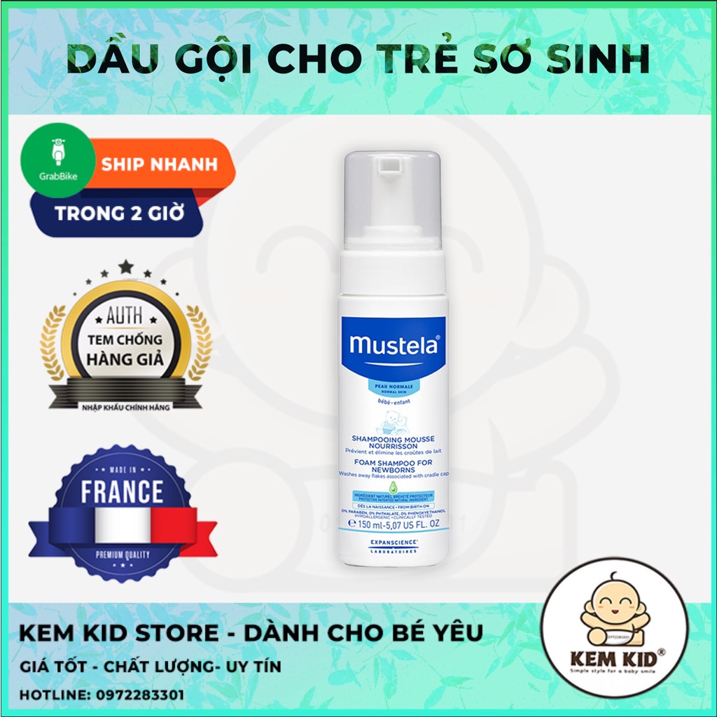 Mustela Foam Shampoo For Newborns 150ml (Dầu gội tạo bọt cho trẻ sơ sinh siêu nhẹ nhàng)