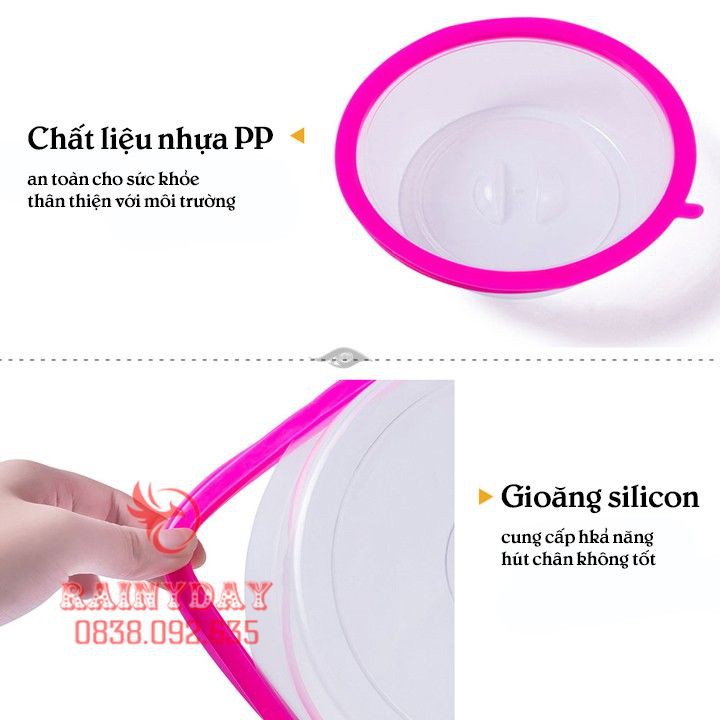 Nắp đậy silicon thực phẩm thức ăn bọc đồ tô chén ly cốc đa năng hút chân không