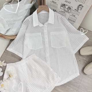 SET ÁO SƠ MI XỐP KÈM SHORT