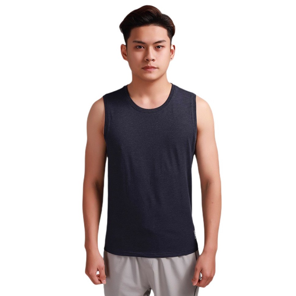 Áo Lót Nam Aristino ATT005S8 Áo Thun Ba Lỗ Màu Xanh Tím Than Vải CVC Mềm Mịn Dáng Slim Fit Ôm Vừa