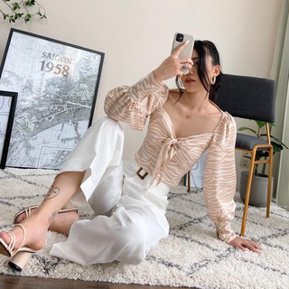 Áo vằn buộc nơ ngực EDINI - A1133