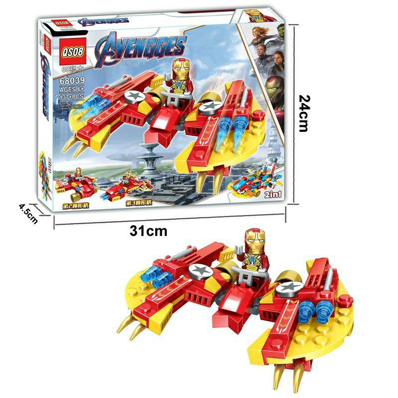 Đồ chơi Lego Avengers Super Heroes 3 trong 1 QS08 68039 lắp ráp phương tiện của Iron-man 2 in 1