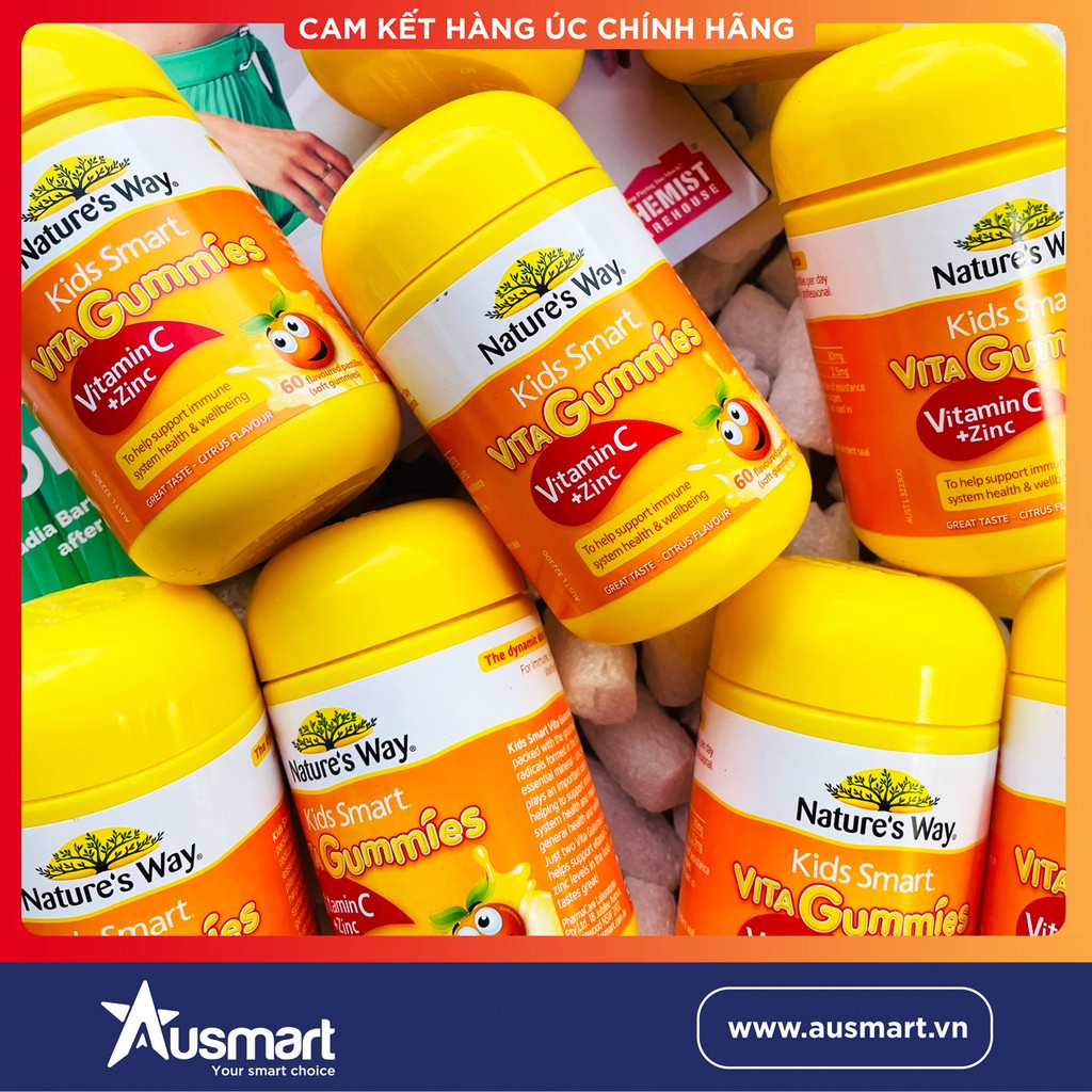 Kẹo vitamin C & Kẽm cho bé Nature's Way Kids Smart Vita Gummies Vitamin C + Zinc 60 viên