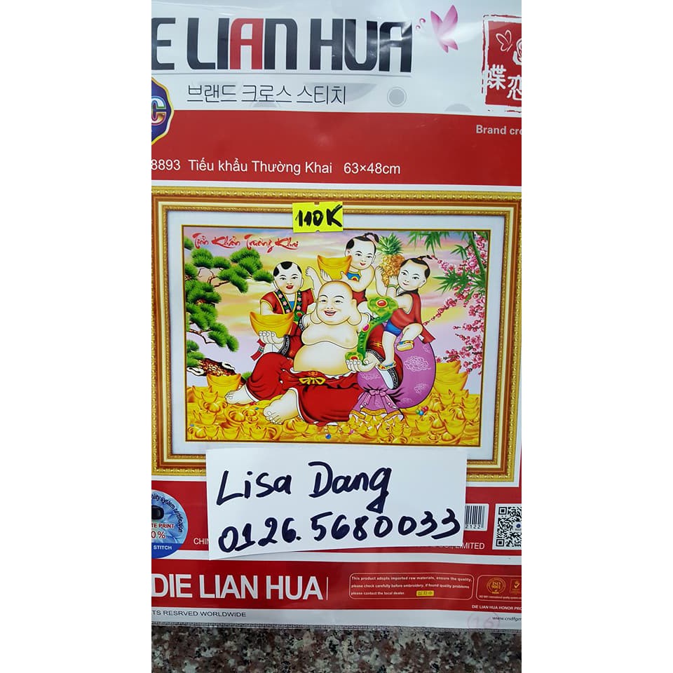 Tranh thêu chữ thập PHẬT DI LẠC 88893 (63x48cm)chưa thêu 5 d