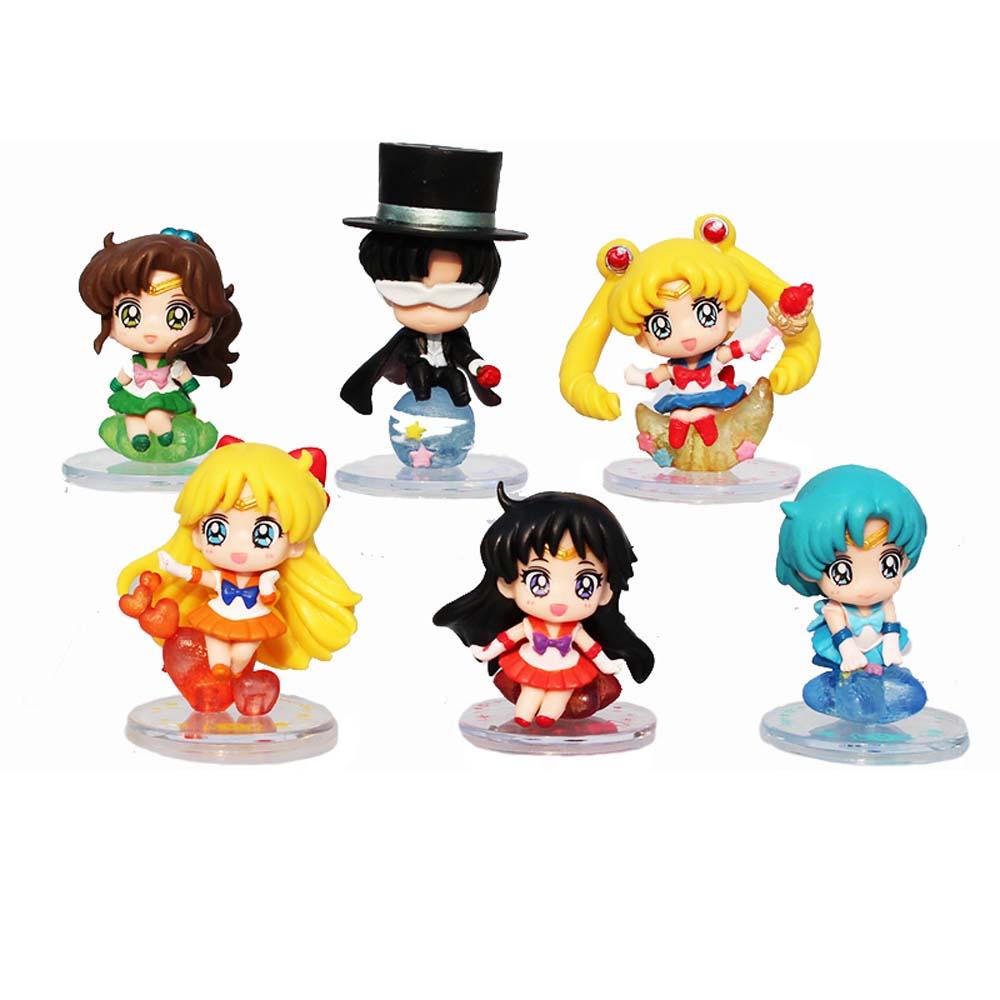 Set 6 Mô Hình Nhân Vật Thủy Thủ Mặt Trăng Tsukino Usagi Bằng PVC