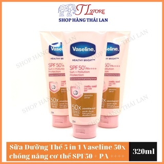 Sữa Dưỡng Thể 5 in 1 Vaseline 50x Serum chống nắng cơ thể SPF50 + PA ++++ dưỡng da sáng khoẻ mịn màng 320ml