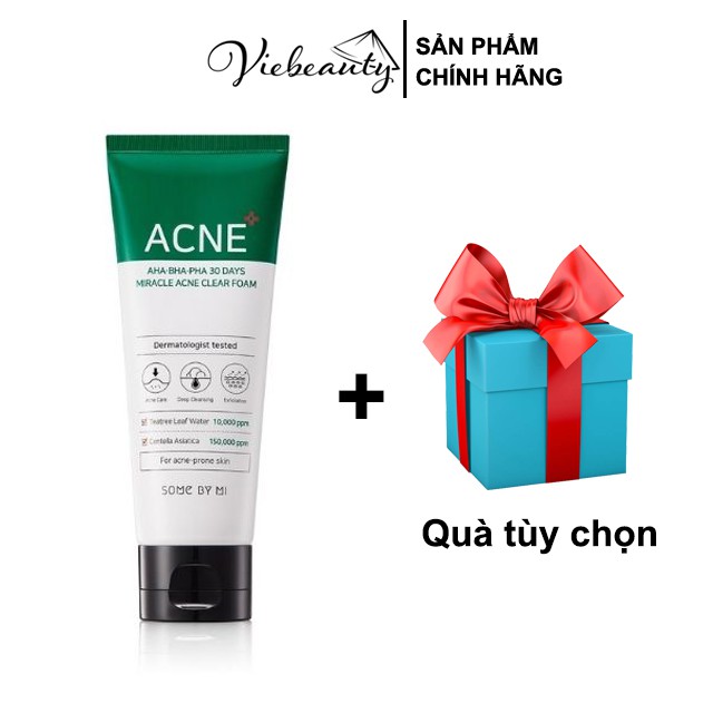 Sữa Rửa Mặt Giảm Mụn Trắng Da Trà Xanh Some By Mi AHA-BHA-PHA 30 Days Miracle ACNE Clear Foam 100ml - Khongcoson