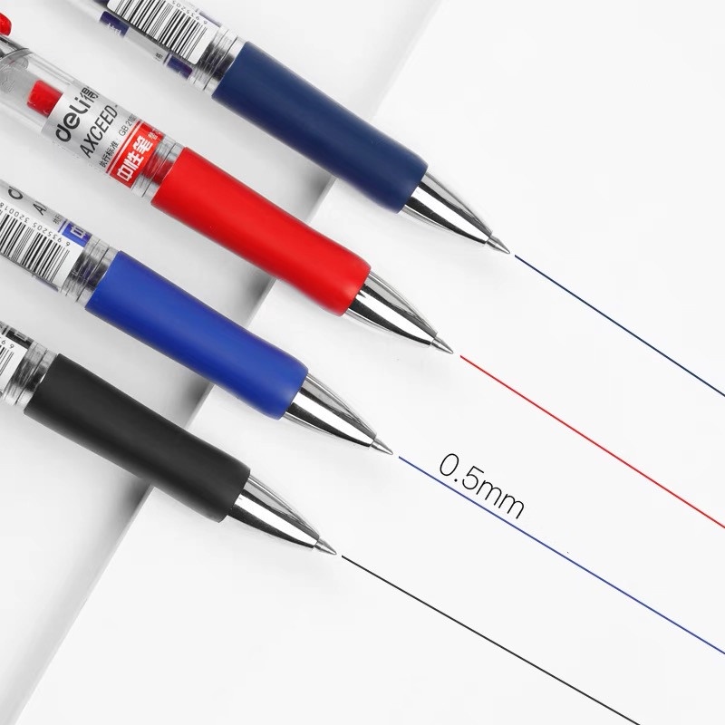 Bút Mực Gel Kèm Bút Thay Thế Ngòi 0.5mm Màu Đen Xanh Dương Đỏ Dành Cho Trường Học Văn Phòng