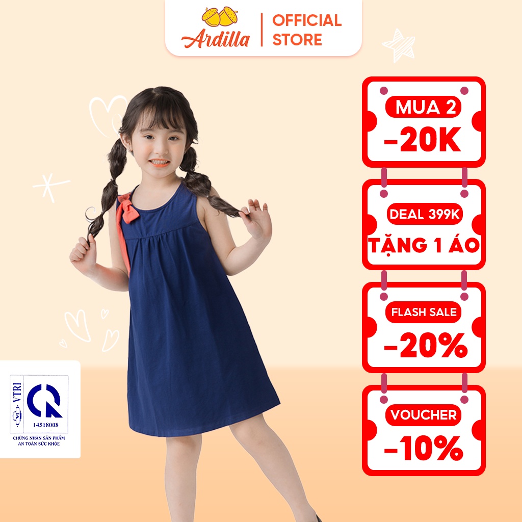 Váy Sát Nách Bé Gái ARDILLA Dáng Chữ A Xinh Xắn Có Kèm Nơ Thắt, Màu Sắc Tươi Sáng Cho Bé 2-7 Tuổi K101GSS20