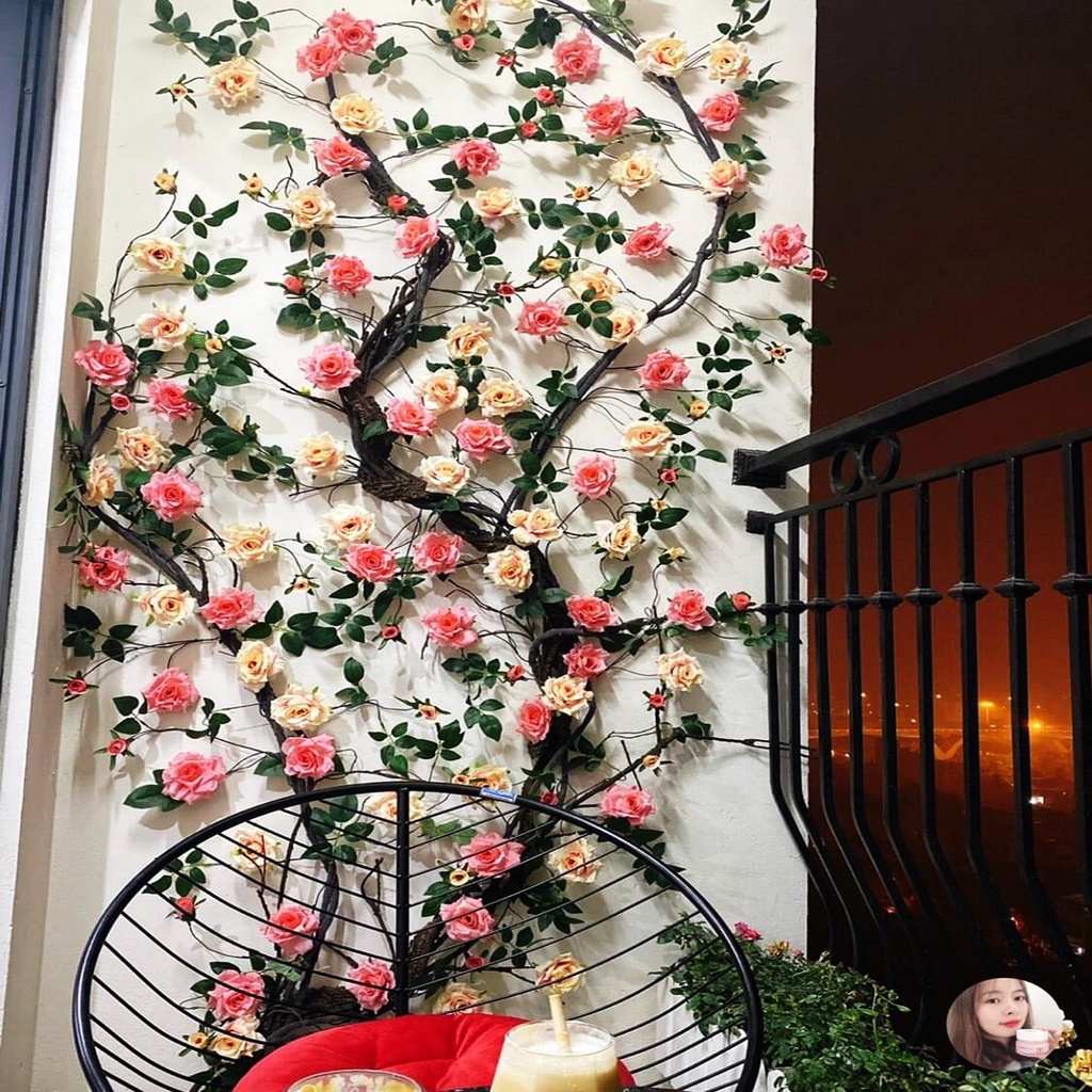 Dây Giả- Dây Hồng Leo Cổ 1m7 Cao Cấp, Decor Nhà Cửa, Khách Sạn, Studio