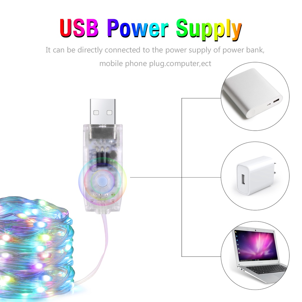 OSIDEN Dây đèn LED OSIDEN WS28 trang trí chống nước USB DC 5V dài 5M/ 10M/ 15M