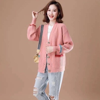 Áo khoác len nữ cổ V phong cách hàn quốc