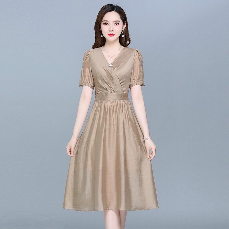 Đầm lụa nữ cao cấp mềm mát kiểu dáng sang trọng QCNP4301