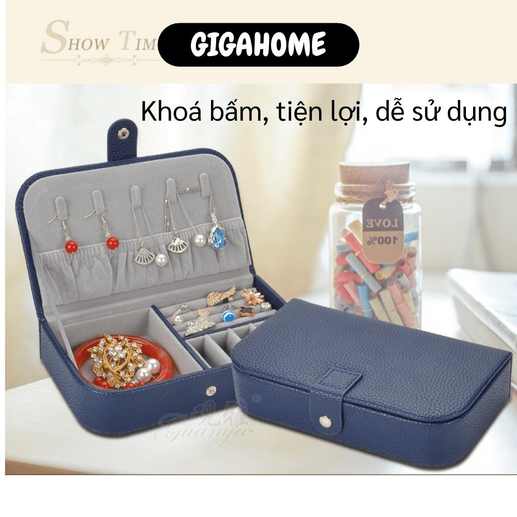 Hộp Đựng Trang Sức GIGAHOME Hộp Bảo Quản Nữ Trang, Khuyên Tai Bọc Da Pu Có Khóa Bấm 7957