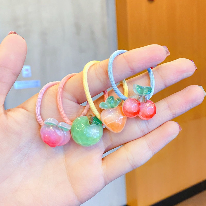 Dây Buộc Tóc Cao Su Co Giãn Hình Trái Cây Hoạt Hình Dễ Thương Cho Bé Gái
