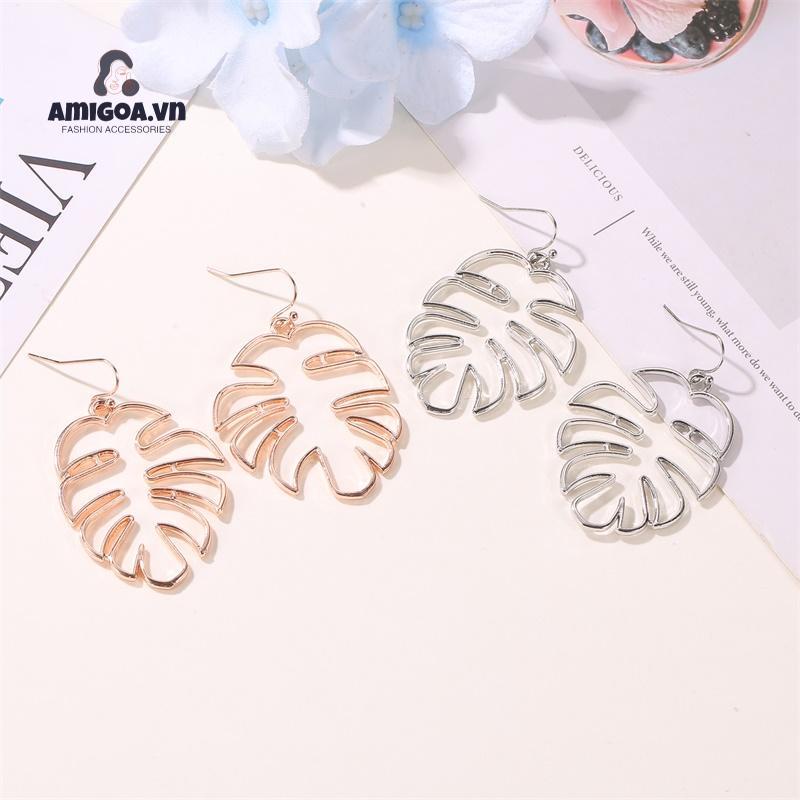 Khuyên Tai Lá Chuối Rỗng Đơn Giản Phong Cách Dân Tộc Cổ Điển