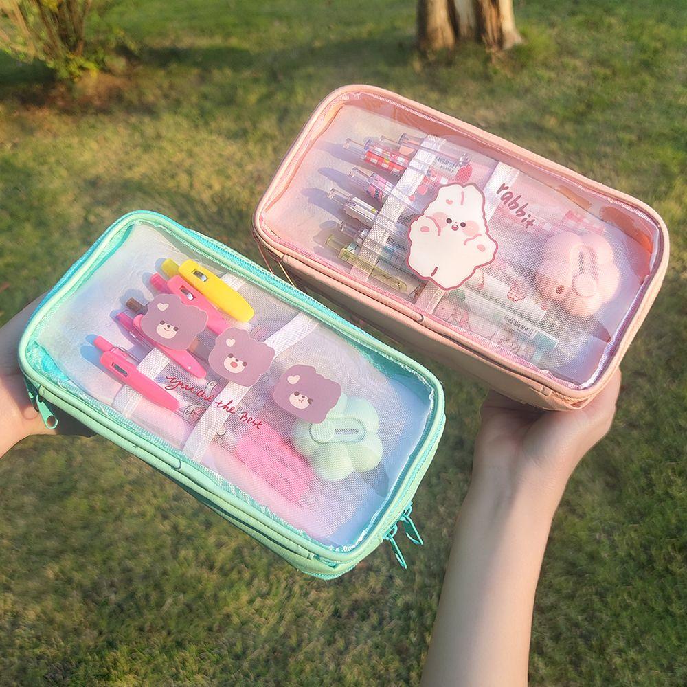 Túi Đựng Bút Màu Trơn Kích Thước Lớn Trong Suốt LAYOR1