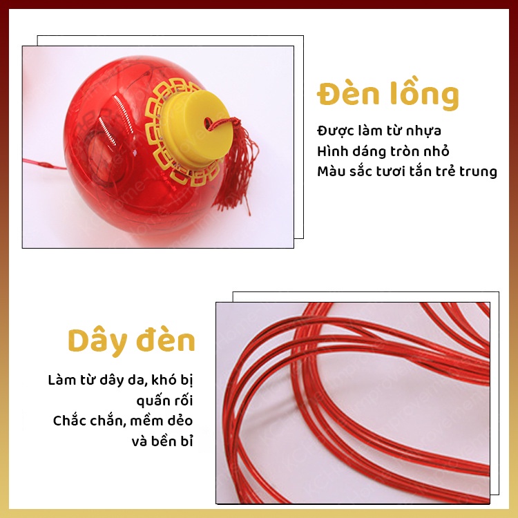 Bộ Đèn Lồng Đỏ Trang Trí Lễ Tết Đa Năng 3M, 200 bóng, 8 chế độ đèn, KC Home