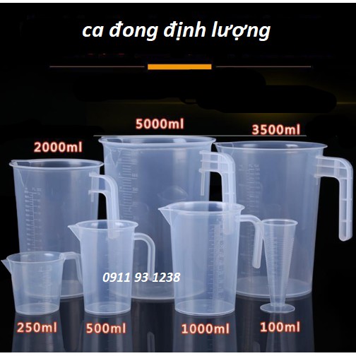 Ca ly đong định lượng 100ml - 250ml - 500ml - 1000ml - 2000ml pha chế, làm bánh (chất dày, bền, đẹp)