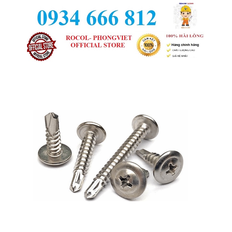 Set 100c Vít tự khoan đầu dù inox410 M4.2