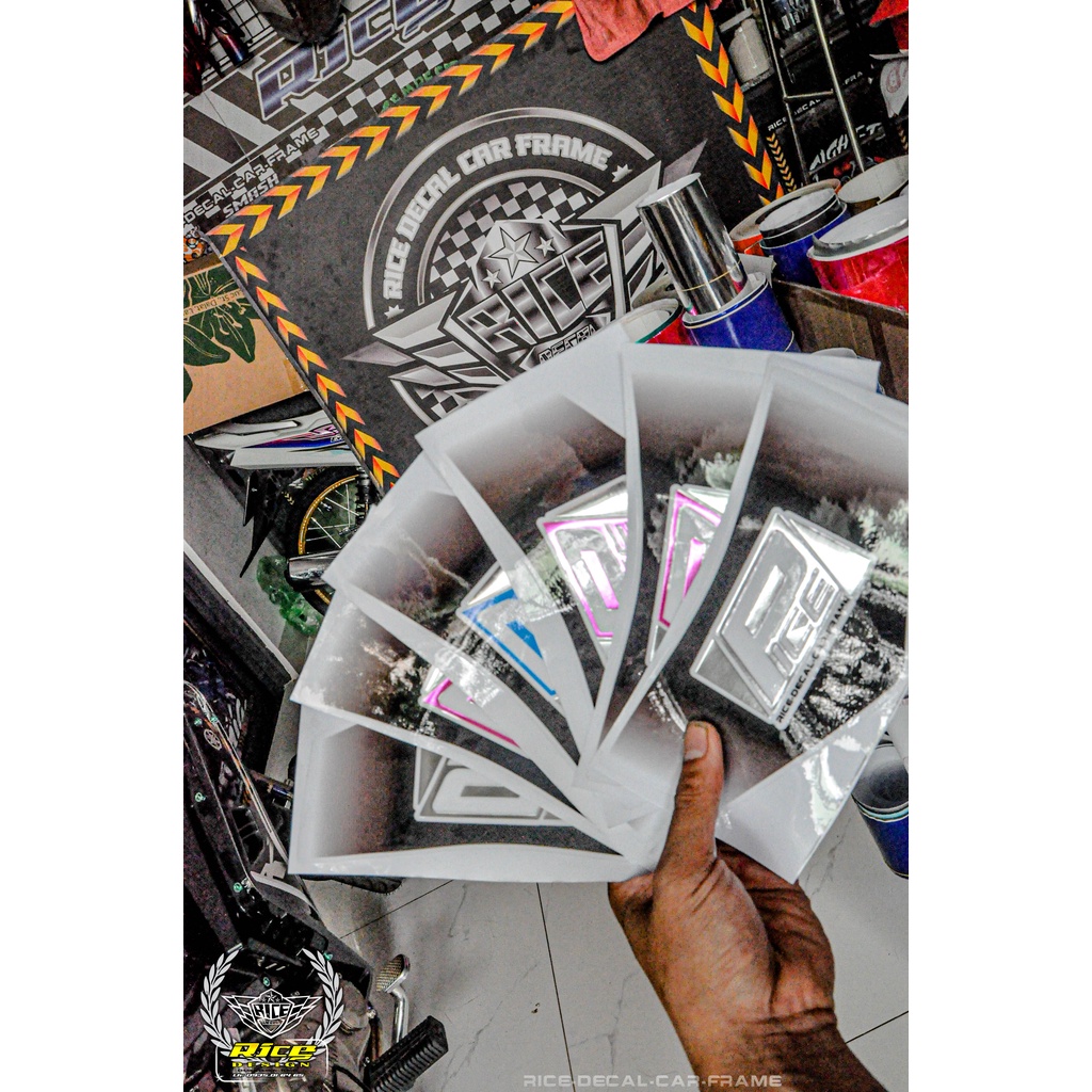 Tem Rice decal Car Frame  Ghép Crôm Dán Hộp Đầu Sirius