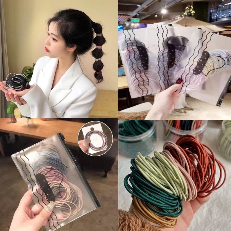 Set 100 Dây Cột Tóc Trơn Nhiều Màu Chắc Bền Phong Cách Hàn Quốc - Thun buộc tóc cao su co dãn nhiều màu