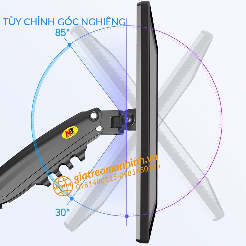 Giá Treo Màn Hình NB-H160 - Xếp 2 Màn 17-27 Inch Trên Dưới - Tải Trọng 9Kg