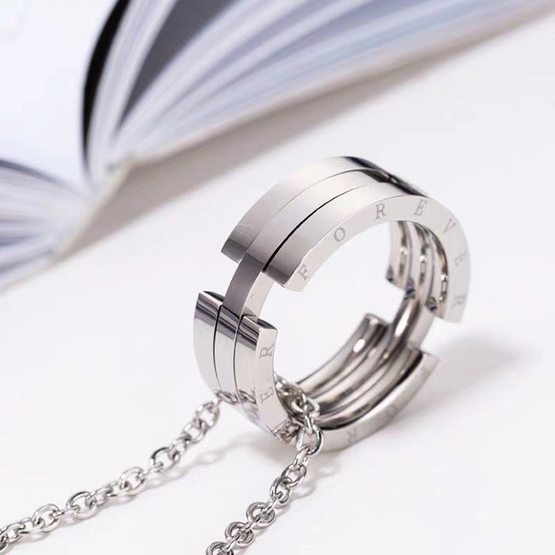 Nhẫn thép titan hình cá biến hình thu gọn thần kỳ công dụng kép có thể làm mặt vòng cổ thời trang hip hop cho cặp đôi
