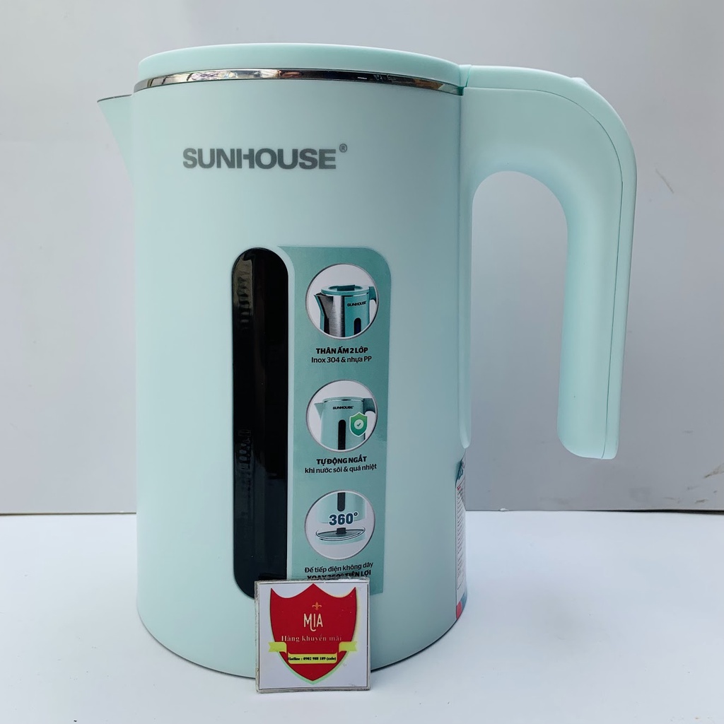 SUNHOUSE ấm đun siêu tốc INOX 2 LỚP 1.8L  SHD1351