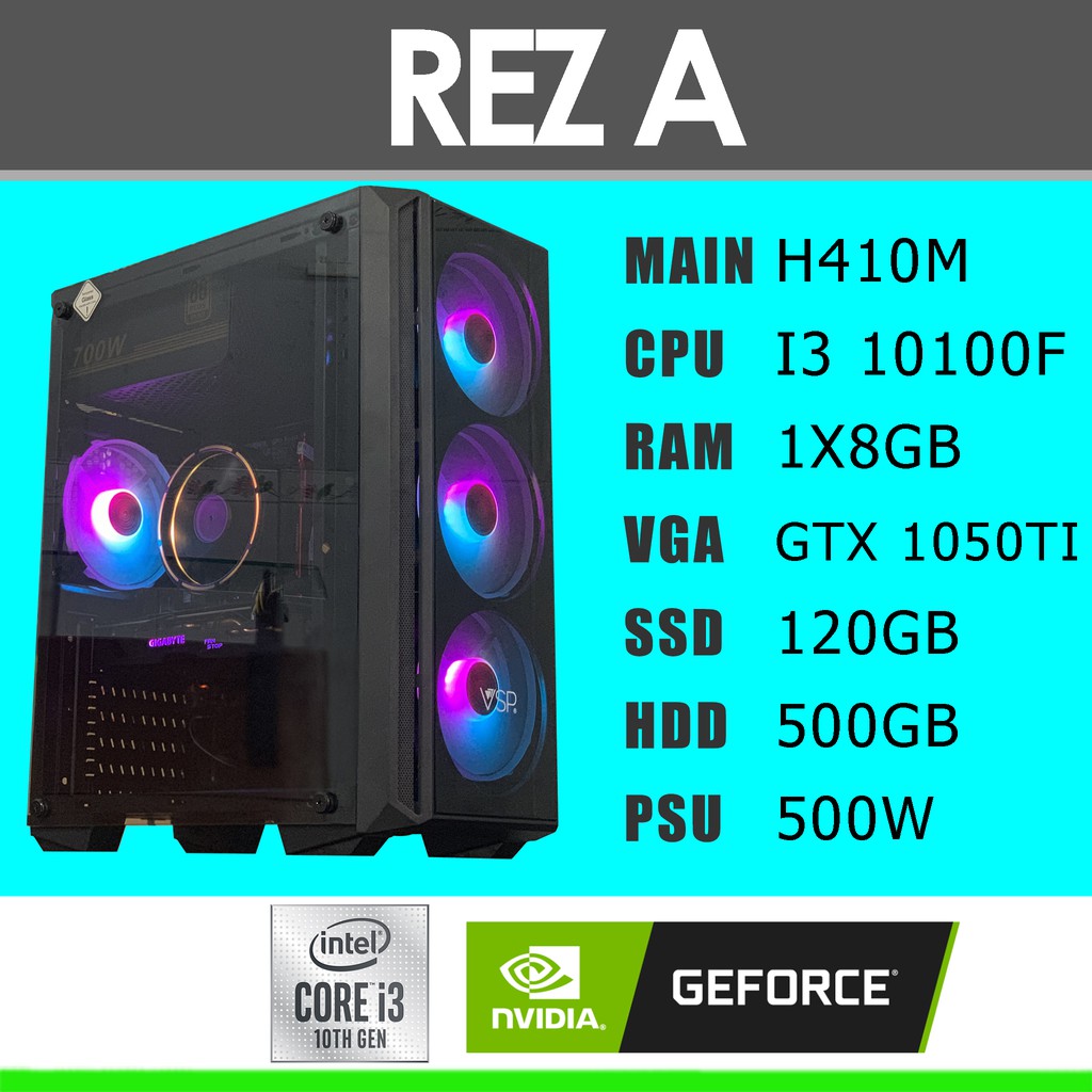 Pc gaming trọn bộ I3 10100F / MAIN H410M / RAM 8GB / GTX 1050TI 4GB / SSD 128GB + HDD 500GB / 500W / SAMSUNG 24" | BigBuy360 - bigbuy360.vn