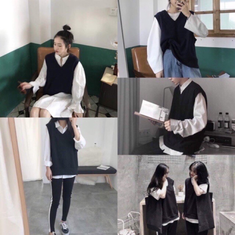 Áo kiểu dáng gile basic màu đen