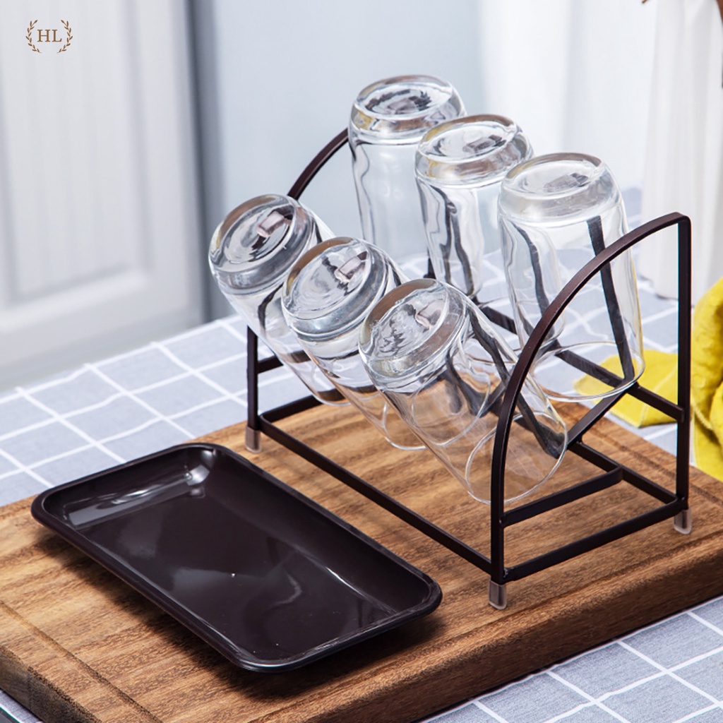 GIÁ ÚP CỐC SƠN TĨNH ĐIỆN CHỐNG TRƠN CÓ KHAY HỨNG NƯỚC HOME LUXURY DECOR | ÚP CỐC NÂU | KỆ ÚP LY