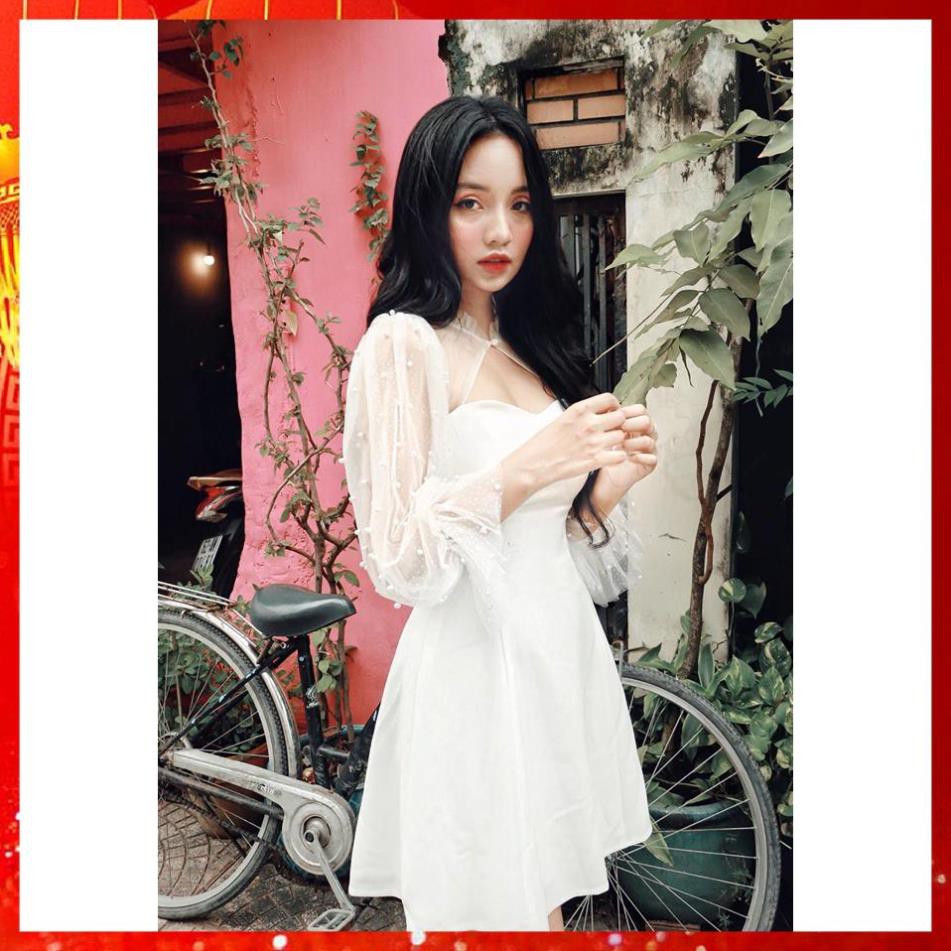Đầm dự tiệc tay phồng đính hạt nữ tính tôn dáng | BigBuy360 - bigbuy360.vn