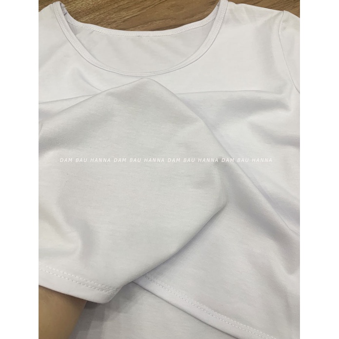 [SIZE 40-80KG] Áo Thun croprop nữ màu trắng tay ngắn cotton 1000% co dãn 4 chiều mặc với đầm yếm bầu rời công sở