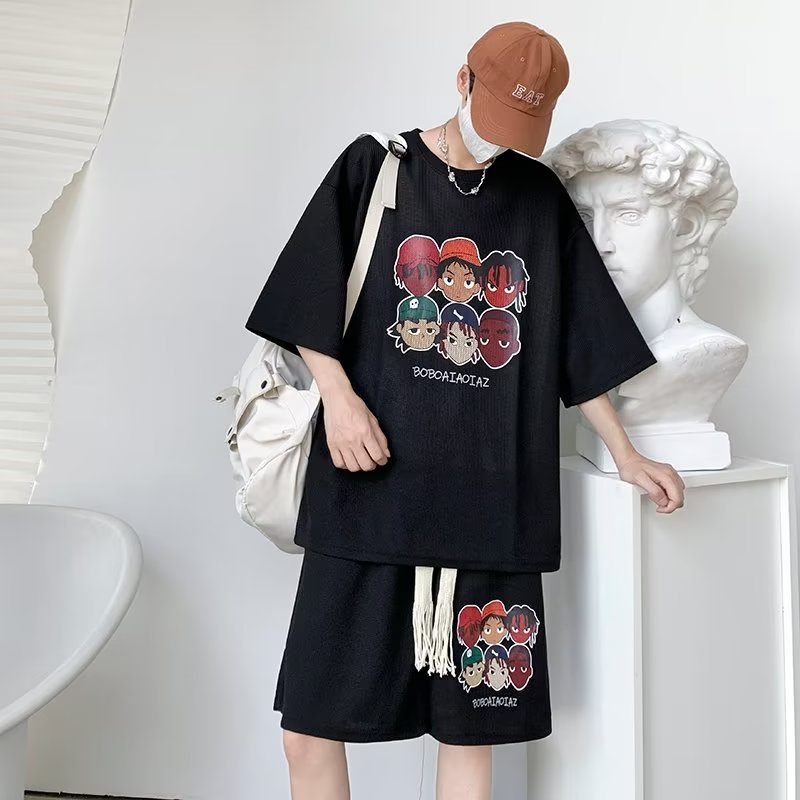 Đồ bộ thể thao nam thời trang Set đồ nam from rộng đồ bộ nam mùa hè phong cách Hàn Quốc Set đồ nam oversize Bộ quần áo nam mùa hè