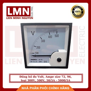 Đồng hồ đo volt, ampe size 72, 96, loại 300v, 500v, 50/5a đến 5000/5a ghi chú khi đặt hàng