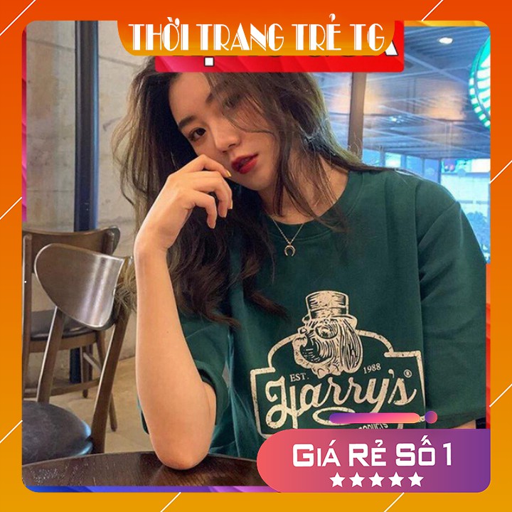 Áo thun 𝑭𝒓𝒆𝒆𝒔𝒉𝒊𝒑 Áo phông form rộng Unisex, mặc lớp, nhóm, cặp, in chữ HARRY'S-CAN FRANCISCO 1988. L390