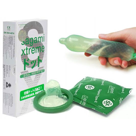 Bao cao su Sagami Xtreme Dots, bcs gân gai bi siêu mỏng chống xuất tinh sớm kéo dài thời gian